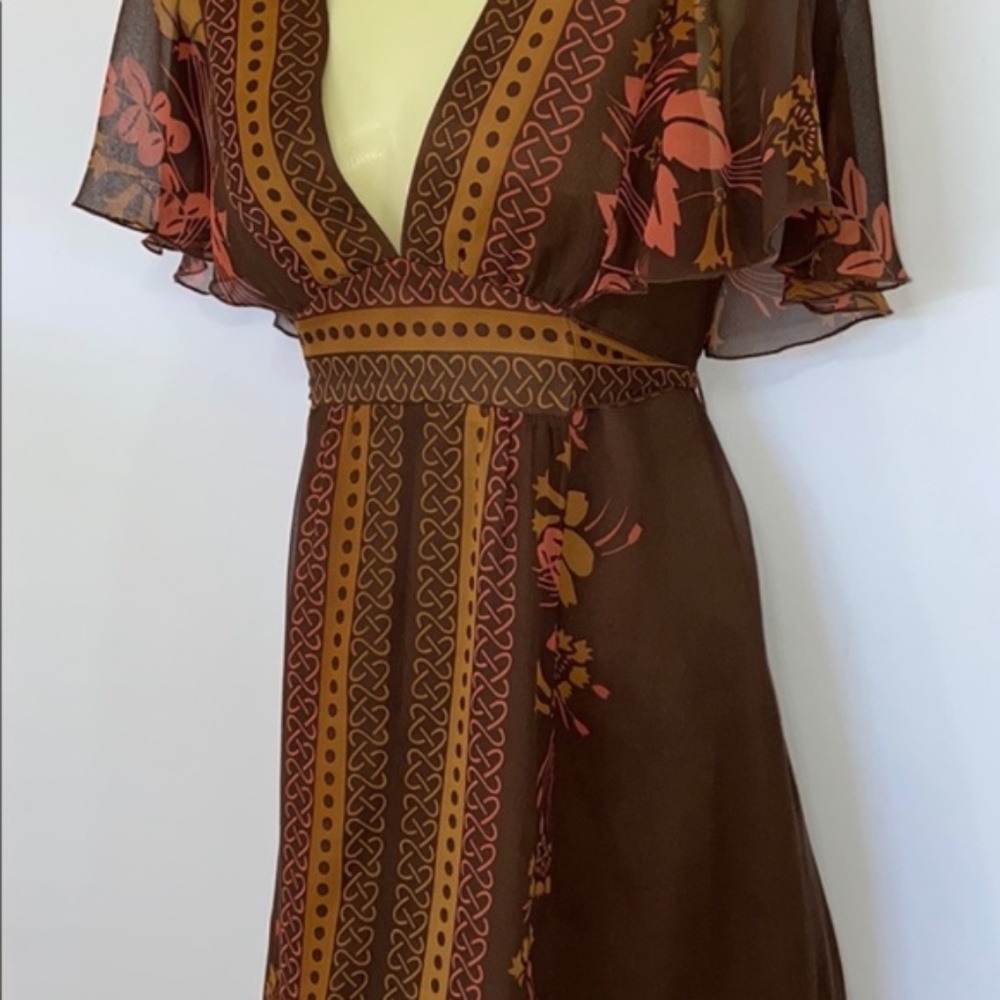 ANNA SUI ANTHROPOLOGIE SILK RUFFLE EMPIRE DRESS SM - Picture 4 of 7